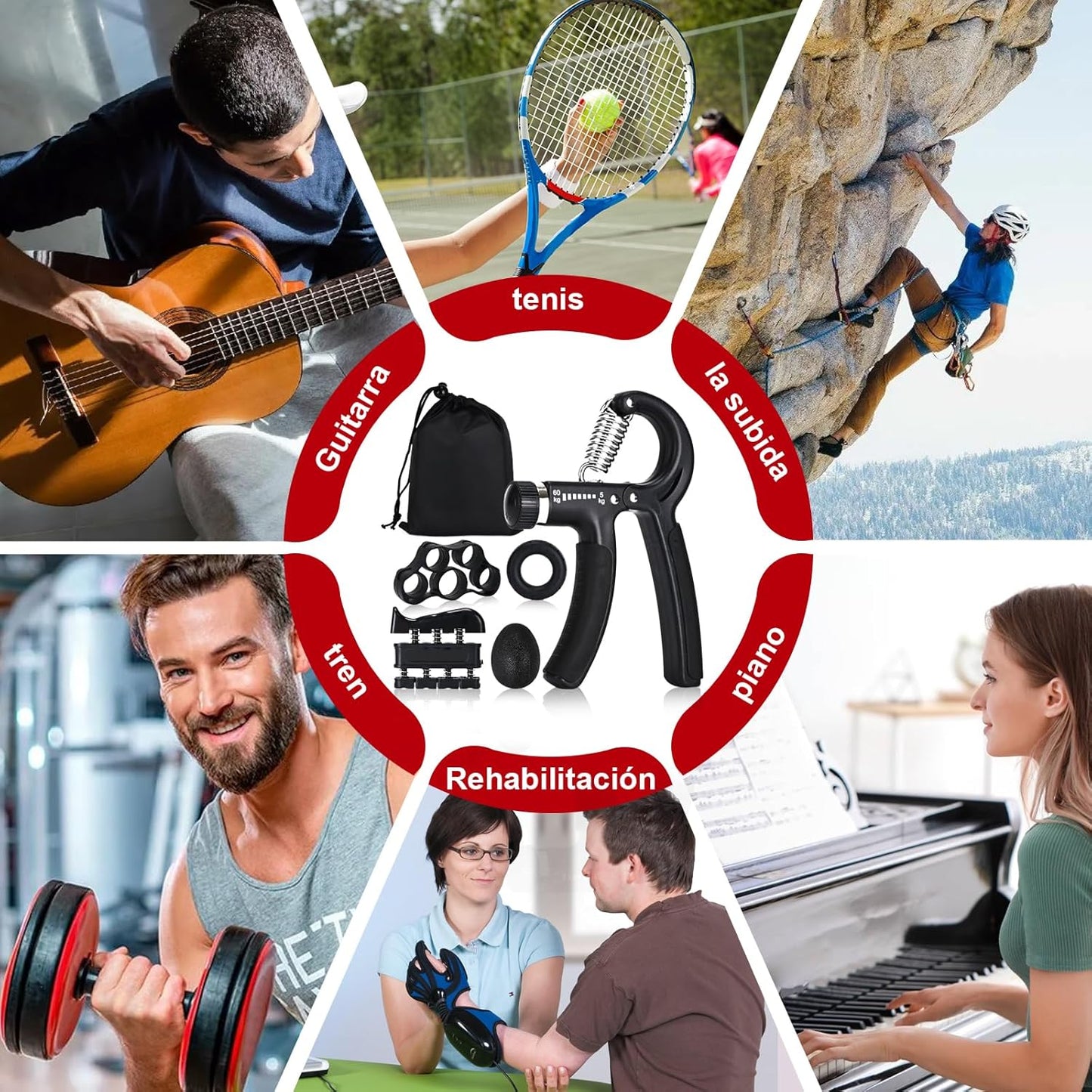 Hand Grip Strengthener,Grip Strength Trainer,22-132 Lbs Adjustable Resistance Forearm Exerciser Workout for Rehabilitation Athletes Climbers Musicians